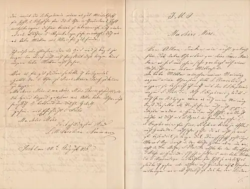 Rukopis sestry Karolíny - dopis z roku 1856.