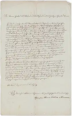 Vlastnoručně psané doživotní sliby S. M. Karolíny Neumannové dne 17. května 1843.