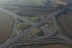 Pohled na dálniční křižovatku Kamener Kreuz ze severozápadu.