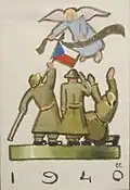 Novoroční přání, Anglie, (akvarel na papíru) 1940