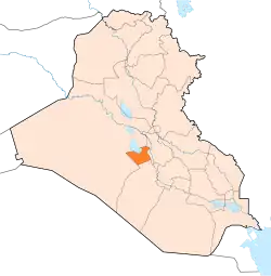 Umístění guvernorátu Karbalá v Iráku