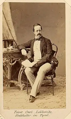 Princ Karel Jan Lobkowicz jako místodržitel v Tyrolsku (1860)