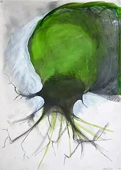 Kořínky II, akvarel, grafit, akryl, 2016