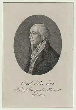 Karl Hermann Heinrich Benda (mědirytina z Müllerovy sbírky v New York Public Library for the Performing Arts)