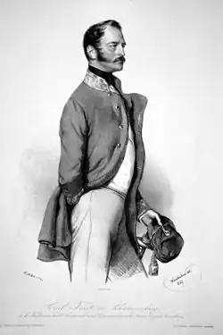 Karel II. Filip, kníže ze Schwarzenbergu na litografii od Josefa Kriehubera, 1849