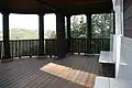 Vyhlídková terasa s částí interiéru, červenec 2019