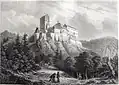 Karlštejn na rytině z roku 1860