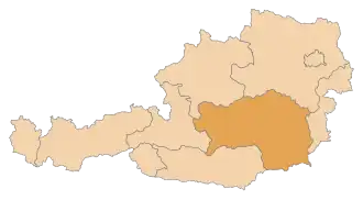 Spolková země na mapě Rakouska