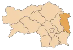 okres Hartberg-Fürstenfeld na mapě Štýrska