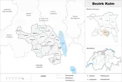 Poloha obcí v okrese Kulm a okresu v kantonu Aargau