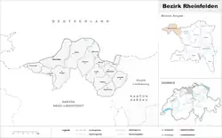 Poloha obcí v okrese a okresu v kantonu Aargau