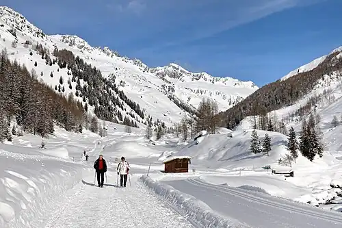 zima v údolí Ahrntal