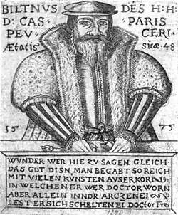 Portrét Caspara Peucera, Balthasar Jenichen († 1621), leptaná mědirytina, Městské muzeum v Budyšíně, R 10497