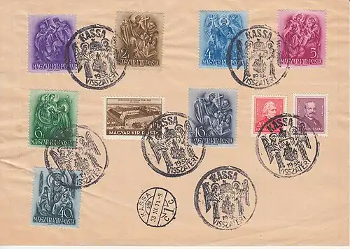 Pamětní poštovní razítko Košic při příležitosti připojení města k Maďarsku dne 11. 11. 1938