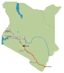 Keňská síť železnic železnice Nairobi – Suswa (a v budoucnu Malaba) železnice Mombasa – Nairobi úzkokolejky
