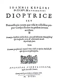 Titulní strana knihy Dioptrice z roku 1611