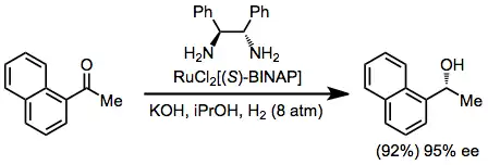 Příklad enantioselektivní redukce ketonu[20]