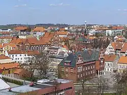 Pohled na Kętrzyn, v popředí okresní úřad