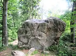 Čertův kámen na vrcholu Klášťova