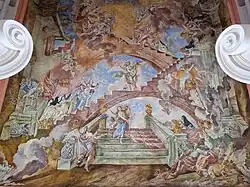 Freska Putování řeholnic k Bohu v chotěšovském klášteře