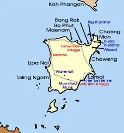 Mapa ostrova Ko Samui