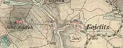 Mapa Kojetic z Třetího vojenského mapování