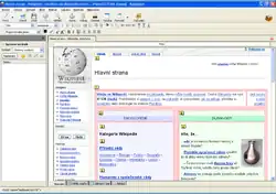 Hlavní okno KompoZeru s titulní stránkou Wikipedie.