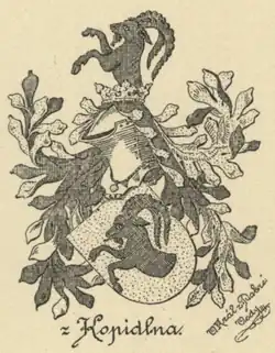 Erb Kopidlanských z Kopidla (reprodukce V. Krále z Dobré Vody, 1887)