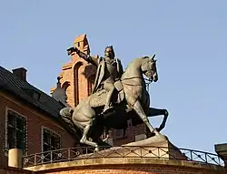 Jezdecká socha Tadeusze Kościuszka v Krakově, rekonstrukce Rudolfem Löhnerem do roku 1960