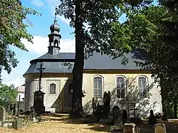 Pohled od hřbitova