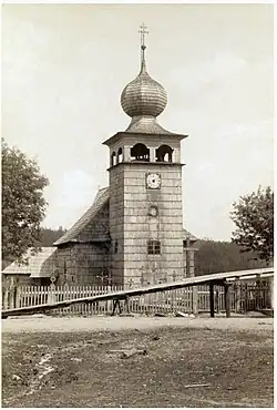 Kostel sv. Štěpána na kabinetní fotografii M. Kopeckého (kolem roku 1885)