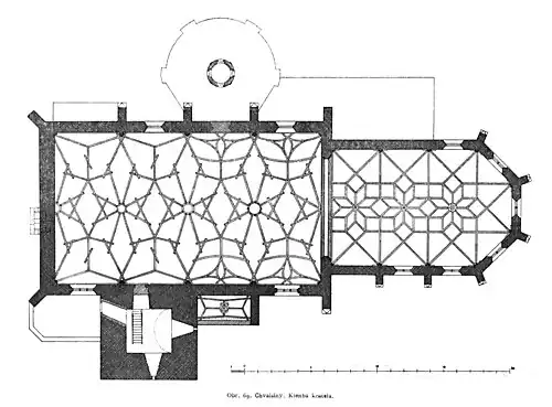 Půdorys v úrovni patek klenby