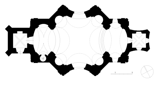 Půdorys kostela sv. Vojtěcha v Počaplech