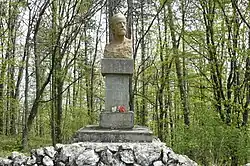 Pomník Bedřicha Smetany stojící v místech hradu Jurův kámen