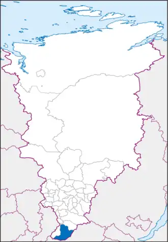 Jermakovský rajón na mapě Krasnojarského kraje