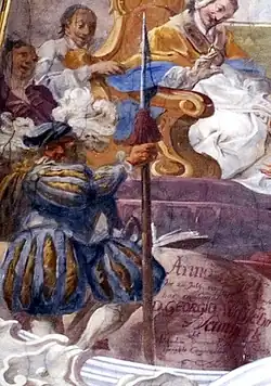 Jiří Vilém Neunhertz jako landsknecht na strahovské fresce