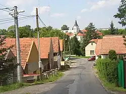 Pohled ke středu obce Kšely od jihovýchodu