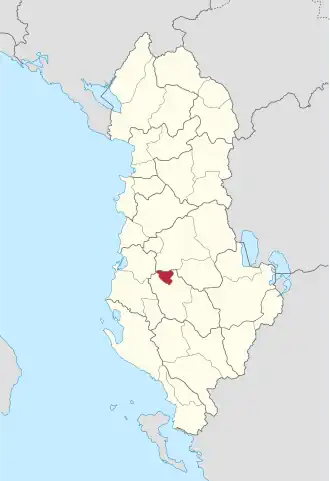 Poloha okresu Kuçovë na mapě