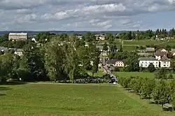 Pohled na centrální část někdejších barokních lázní Kuks od hospitalu