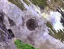 Sopka Kurub na satelitním snímku NASA