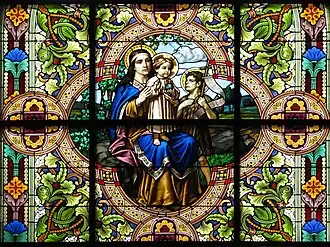 Vitráž s Madonou, Ježíšem a Janem Křtitelem