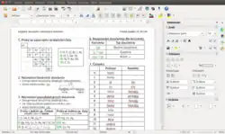 LO Writer s otevřenou postranní lištou, převzatou od Apache OpenOffice, který ji převzal od IBM Lotus Symphony.