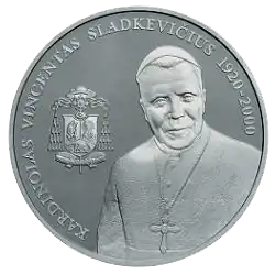Výroční 50litová mince dedikovaná kardinálu Sladkevičiusovi