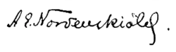 Adolf Erik Nordenskiöld – podpis