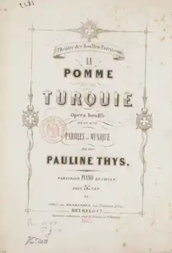 Turecké jablíčko, titulní strana partitury z roku 1857