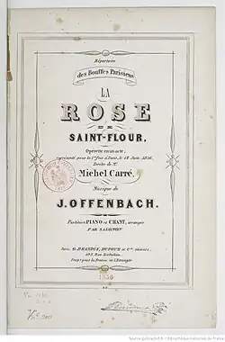 Růže ze Saint-Flouru, titulní strana klavírního výtahu