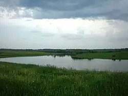 Mėkla jako přítok do rybníka u Pamėkliů (u Labūnavy)