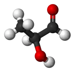 Model molekuly (S)-laktaldehydu