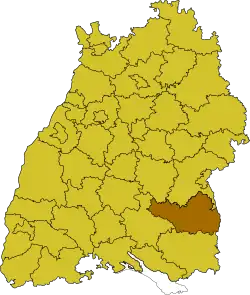 Zemský okres Biberach na mapě Bádensko-Württemberska