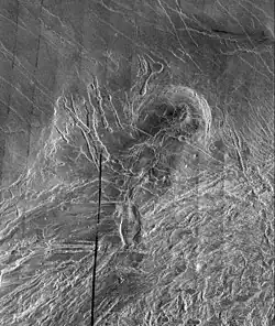 Radarový snímek Lakshmi Planum pořízený sondou Magellan